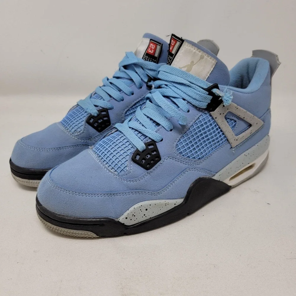 Air Jordan 4 Retro Shoes Men Size 10 Blue University Suede Basketball 930155-003